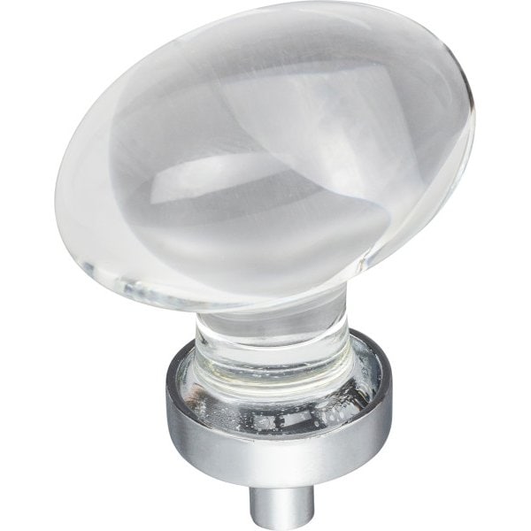 Jeffrey Alexander 1-5/8" Overall Length Polished Chrome Football Glass Harlow Cabinet Knob G110L-PC - main